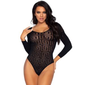 LEG AVENUE - MOSAIC SNAP CROTH BODYSUIT ONE SIZE