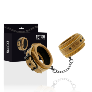 FETISH SUBMISSIVE ORIGEN - VEGAN LEATHER HANDCUFFS WITH NEOPRENE LINING