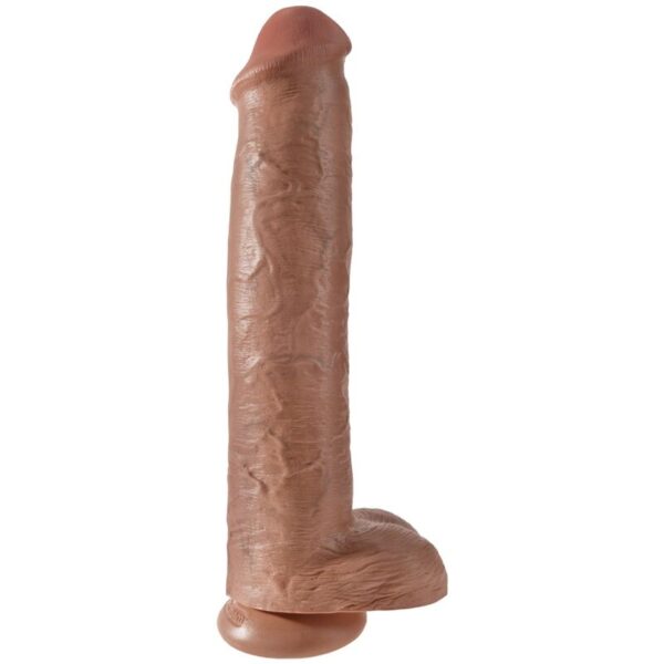 KING COCK - REALISTIC PENIS WITH BALLS 34.2 CM CARAMEL