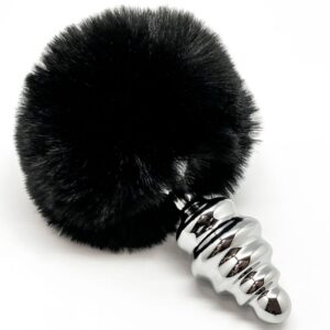 ALIVE - ANAL PLEASURE PLUG SPIRAL METAL FLUFFY BLACK SIZE L