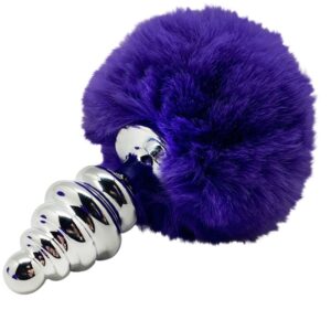 ALIVE - ANAL PLEASURE PLUG SPIRAL METAL FLUFFY DARK VIOLET SIZE L