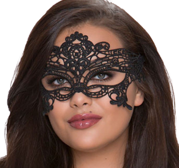 QUEEN LINGERIE - WIDE BLACK LACE MASK