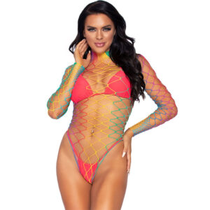 LEG AVENUE - MULTICOLOR LONG SLEEVE NET BODYSUIT