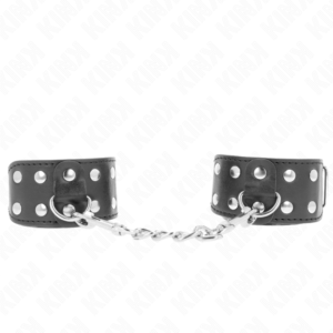 KINK - WRISTBANDS WITH DOUBLE LINE OF ADJUSTABLE STUDS BLACK