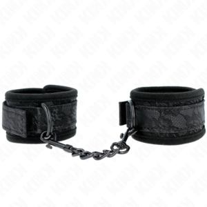 KINK - DARK LACE COVERED WRIST CUFFS NEOPRENE ADJUSTABLE BLACK 20-29 CM X 5 CM