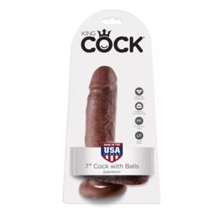 KING COCK - 7 DILDO BROWN WITH BALLS 17.8 CM