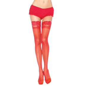 LEG AVENUE - RED TIGHTS WITH SELF-ADHESIVE LACE