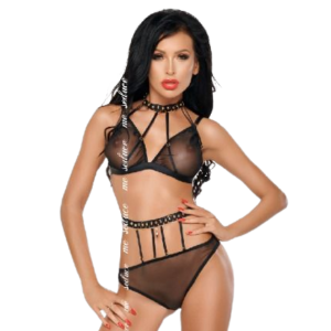 ME-SEDUCE - DOTTY SET TWO PIECES BLACK S/M