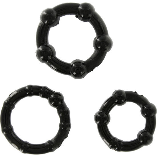 SEVEN CREATIONS - SET OF THREE BLACK PENIS RINGS