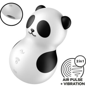 SATISFYER - POCKET PANDA STIMULATOR & VIBRATOR BLACK AND WHITE